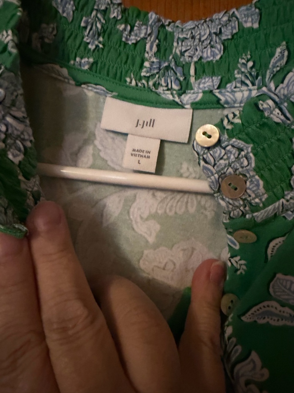 J. Jill Green Floral Button-Front Blouse - Picture 3 of 5